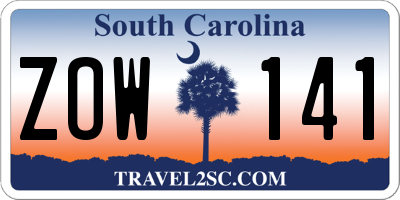 SC license plate ZOW141