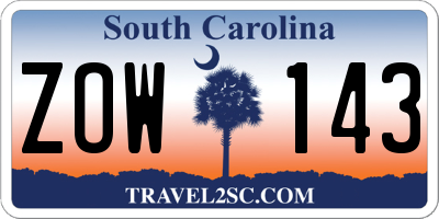 SC license plate ZOW143