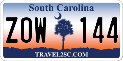 SC license plate ZOW144