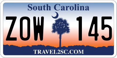 SC license plate ZOW145