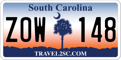 SC license plate ZOW148