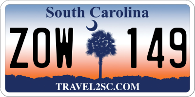 SC license plate ZOW149