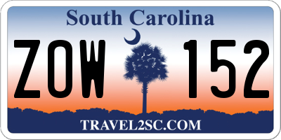 SC license plate ZOW152