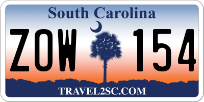 SC license plate ZOW154