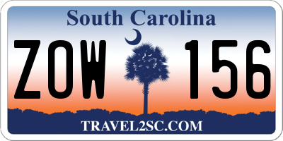 SC license plate ZOW156