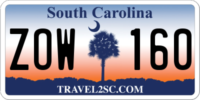 SC license plate ZOW160