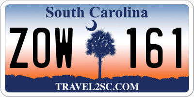 SC license plate ZOW161