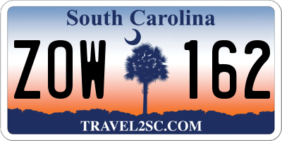 SC license plate ZOW162