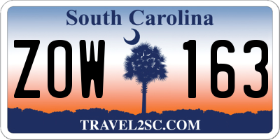SC license plate ZOW163