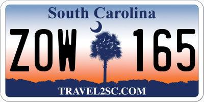 SC license plate ZOW165