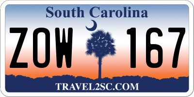 SC license plate ZOW167