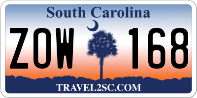 SC license plate ZOW168