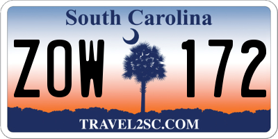 SC license plate ZOW172