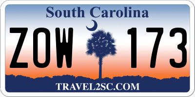 SC license plate ZOW173