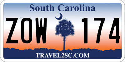 SC license plate ZOW174