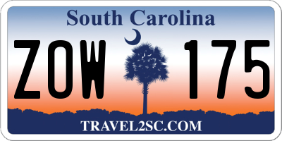 SC license plate ZOW175