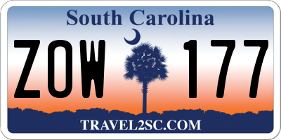 SC license plate ZOW177
