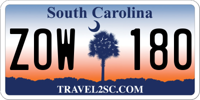SC license plate ZOW180