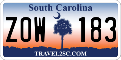 SC license plate ZOW183