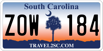 SC license plate ZOW184