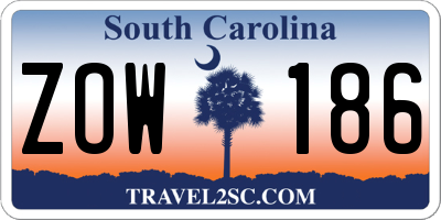 SC license plate ZOW186