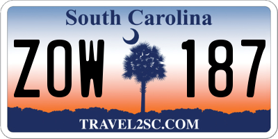 SC license plate ZOW187