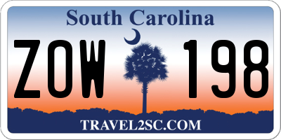 SC license plate ZOW198