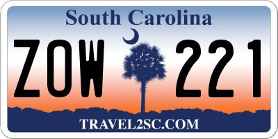 SC license plate ZOW221