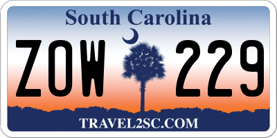 SC license plate ZOW229