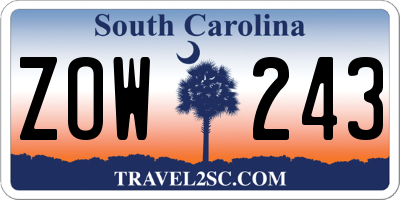SC license plate ZOW243