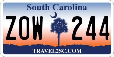 SC license plate ZOW244