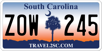 SC license plate ZOW245