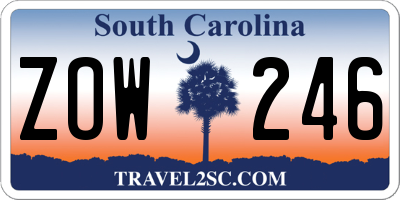 SC license plate ZOW246