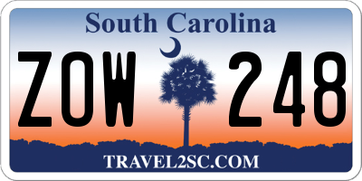 SC license plate ZOW248