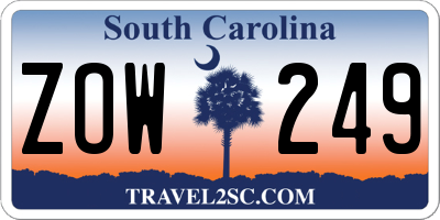 SC license plate ZOW249