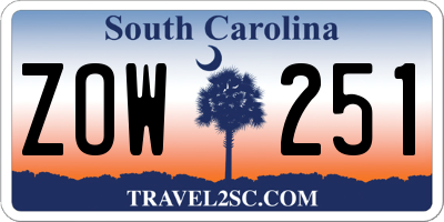 SC license plate ZOW251