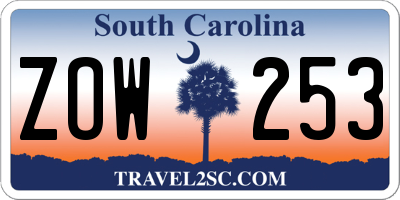 SC license plate ZOW253