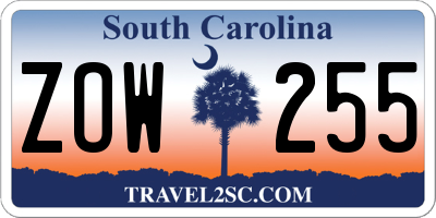 SC license plate ZOW255