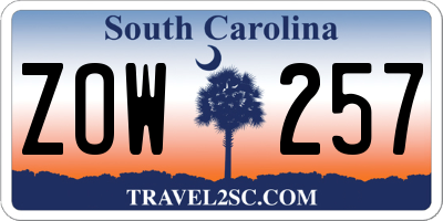 SC license plate ZOW257