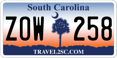 SC license plate ZOW258