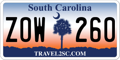 SC license plate ZOW260