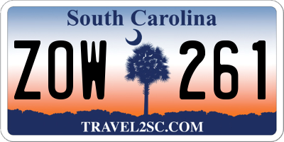 SC license plate ZOW261