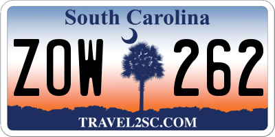 SC license plate ZOW262
