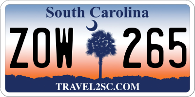 SC license plate ZOW265