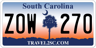 SC license plate ZOW270