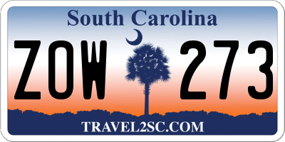 SC license plate ZOW273