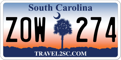 SC license plate ZOW274