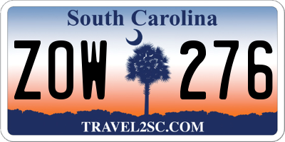 SC license plate ZOW276