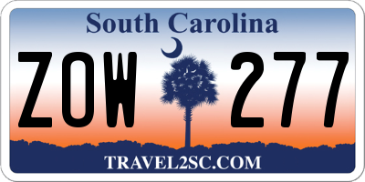 SC license plate ZOW277
