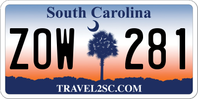 SC license plate ZOW281